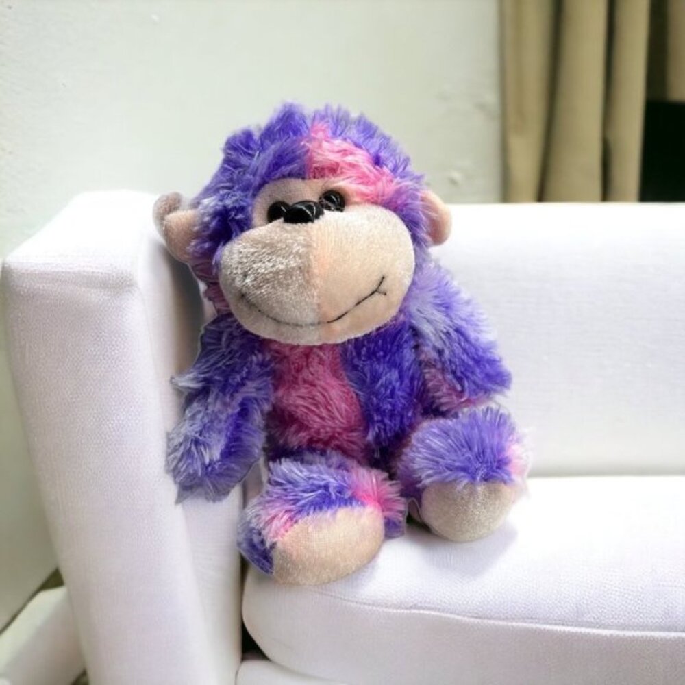 Calplush Monkey Chimp Glass Eyes Nose Pink Purple 7" ‎ Plush Stuffed Animal